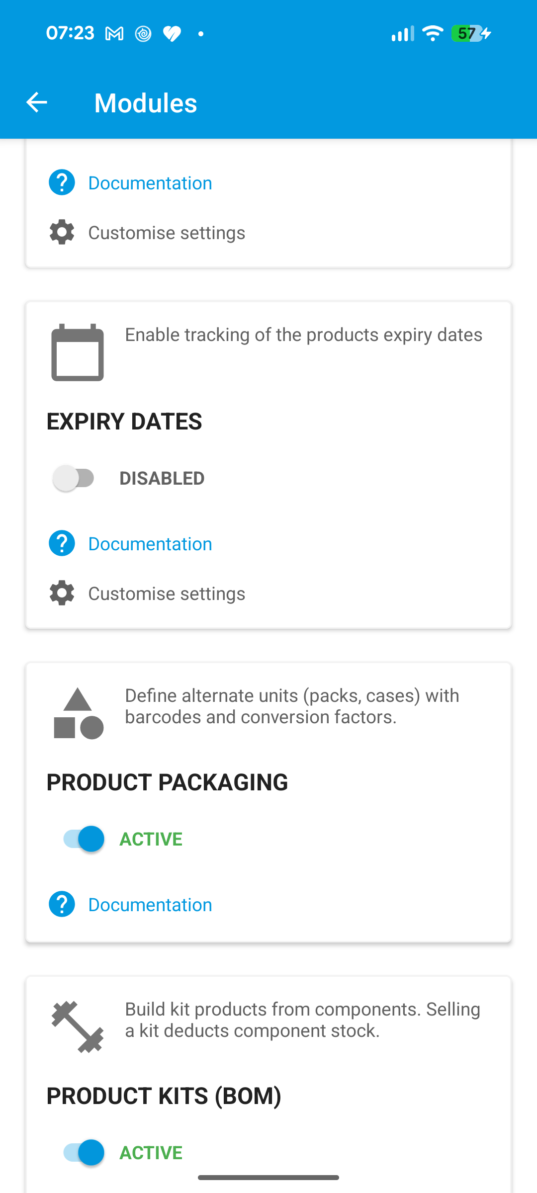 Moduły z Opakowaniami produktów