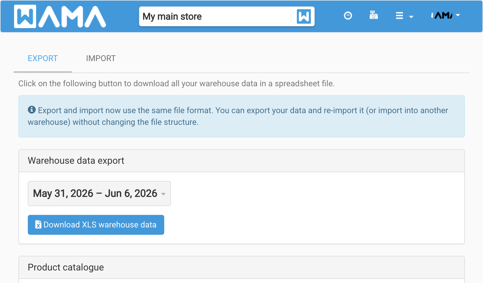 Export tab