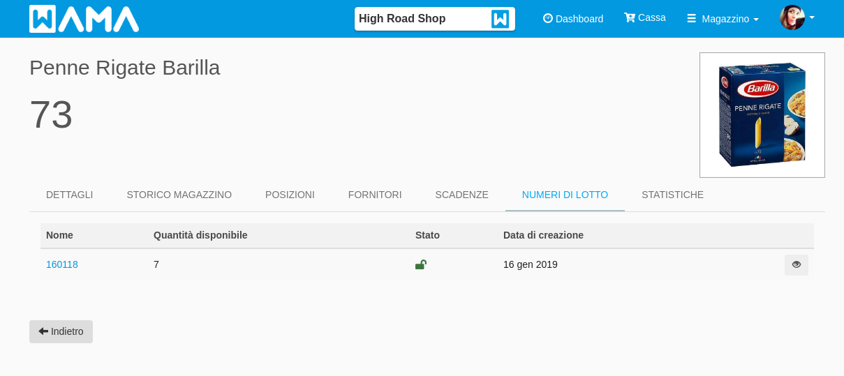 Prodotto dettagli numero di lotto