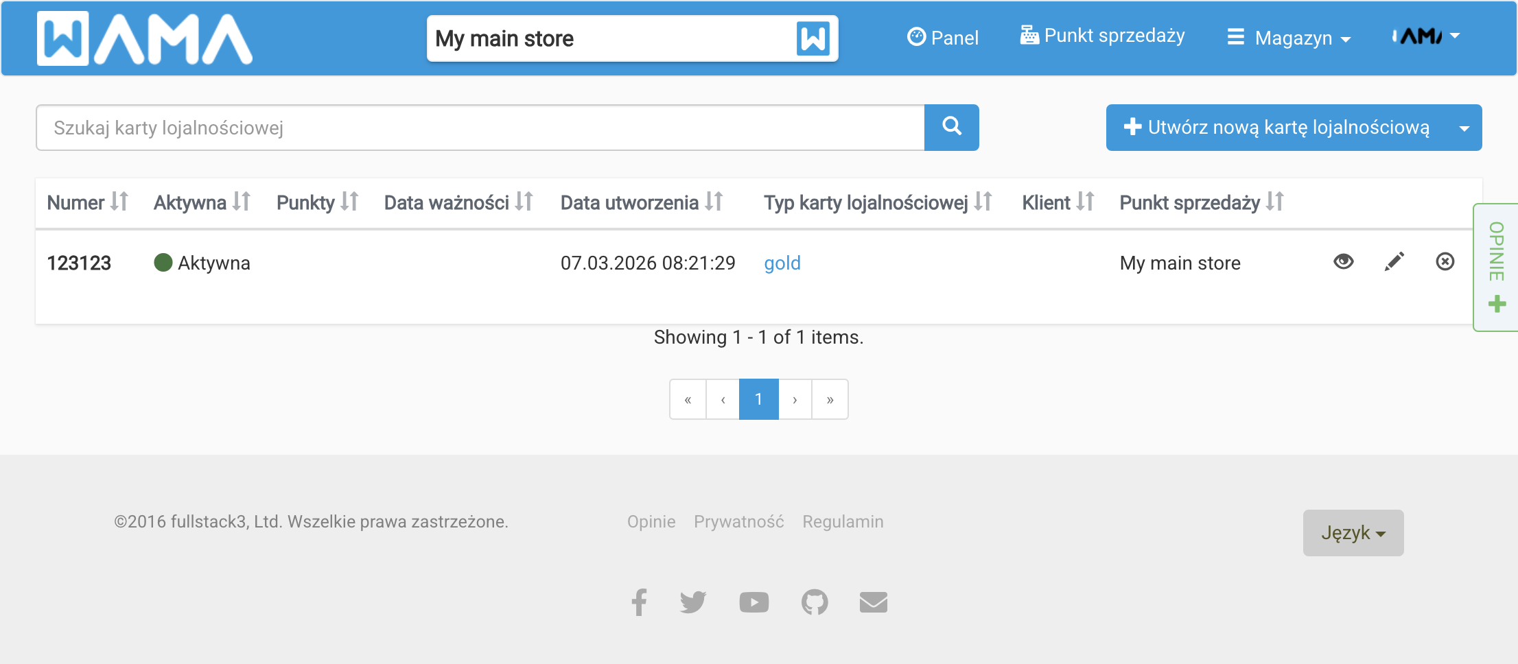 Lista kart lojalnościowych