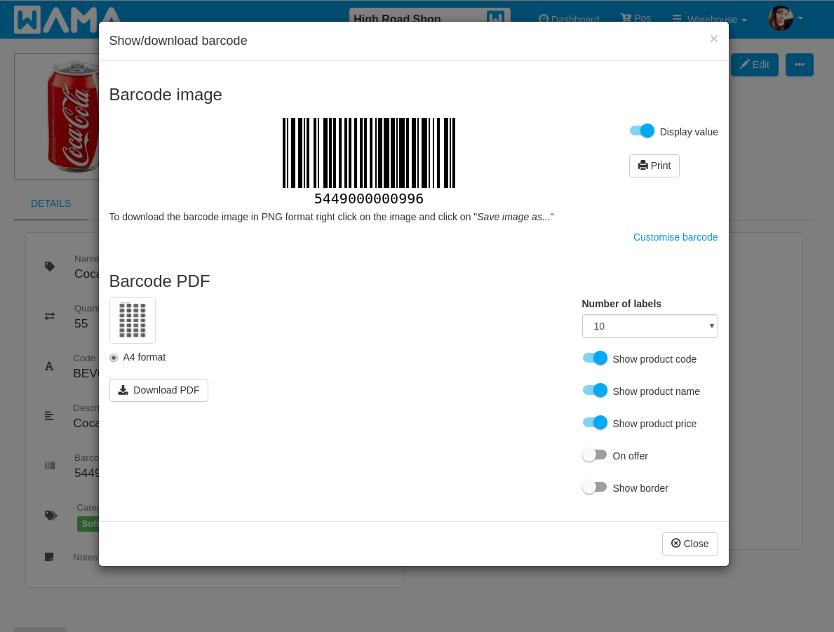 Product label customisation