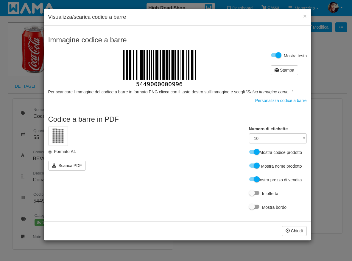 Personalizzazione etichette prodotti