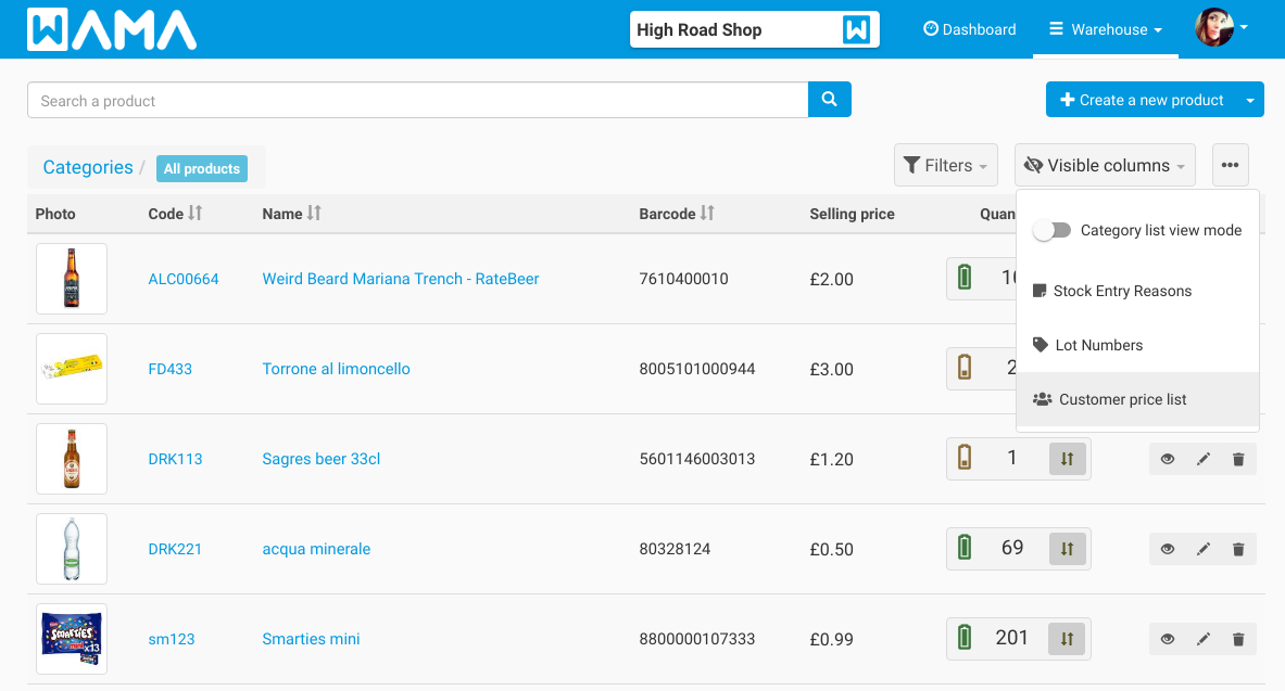 Access price list creation