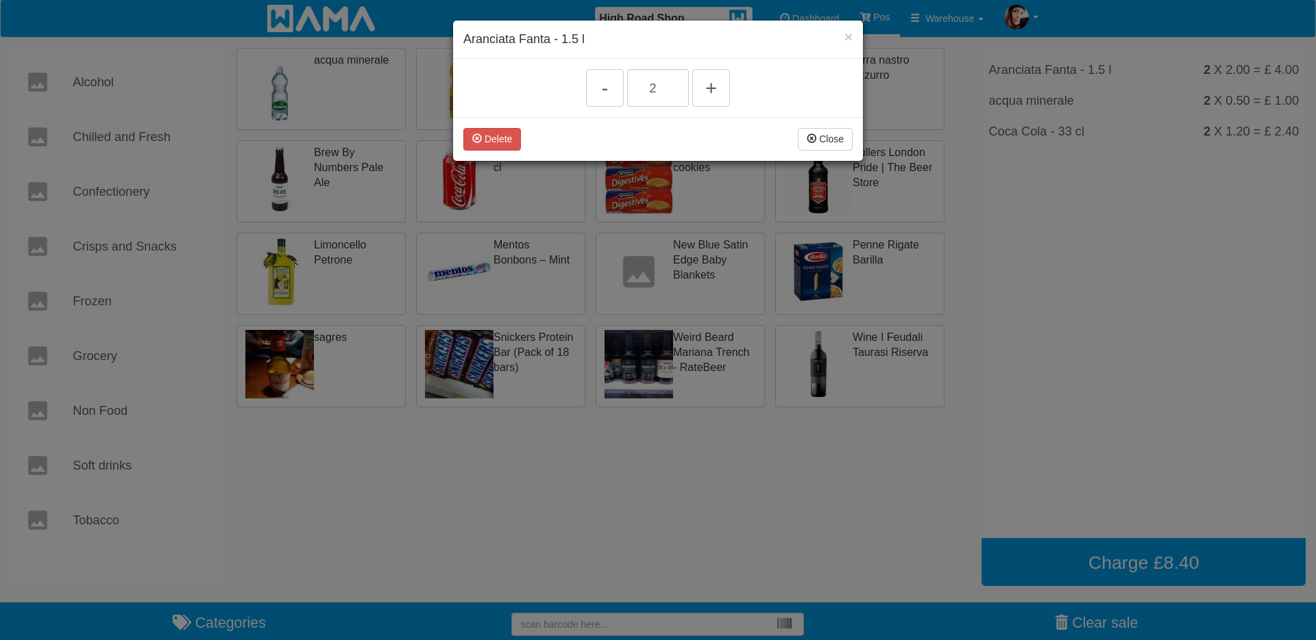 Modifica/eliminazione vendita corrente